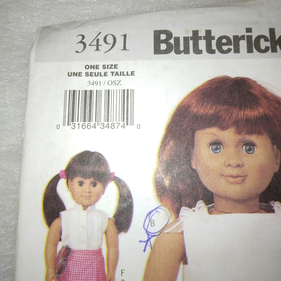 Butterick 3491 Clothing for 18" Dolls, American Girl Dolls shorts, jumpe… - Picture 2 of 5